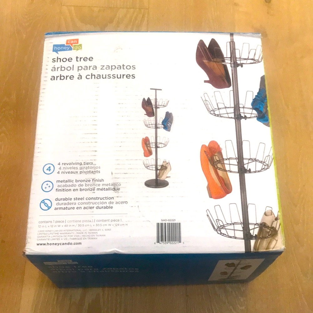 Honey-Can-Do SHO-02221 Shoe Tree with Spinning Handle, Bronze, 4-Tier